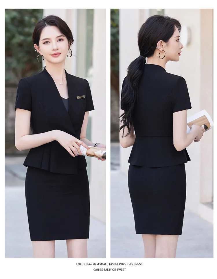 Summer Short Sleeve Women Business Suits OL Styles Office Ladies Formal Professional Work Wear with Skirt and Tops Career Set Summer Short Sleeve Women Business Suits OL Styles Office Ladies Formal Professional Work Wear with Skirt and Tops Career Set