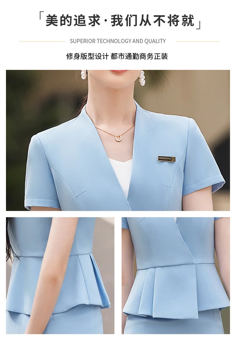 Summer Short Sleeve Women Business Suits OL Styles Office Ladies Formal Professional Work Wear with Skirt and Tops Career Set Summer Short Sleeve Women Business Suits OL Styles Office Ladies Formal Professional Work Wear with Skirt and Tops Career Set