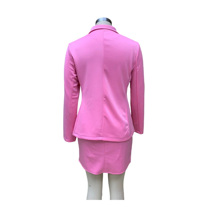 BAMBOOBOY Blazer Suits 2 Pieces Women Long Sleeve Coat + High Waist Mini Skirt Autumn Clothes Streetwear Pink Two Piece Sets