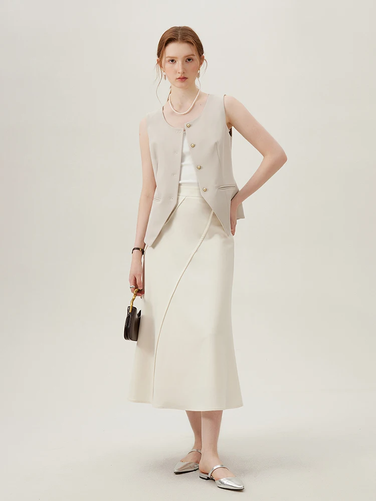 FSLE Women Blazer Temperament Suit Jacket for Office Lady Sets Formal Female Blazer Vest Skirt 24FS11075