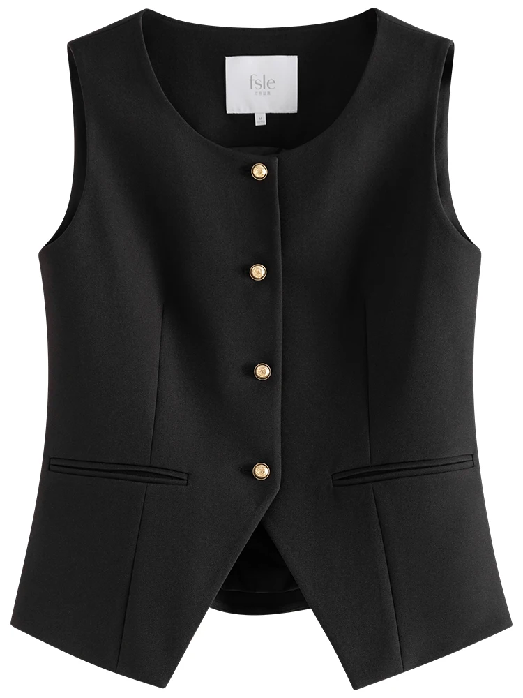 FSLE Women Blazer Temperament Suit Jacket for Office Lady Sets Formal Female Blazer Vest Skirt 24FS11075