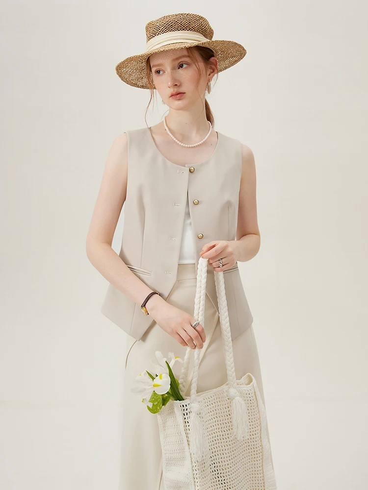 FSLE Women Blazer Temperament Suit Jacket for Office Lady Sets Formal Female Blazer Vest Skirt 24FS11075