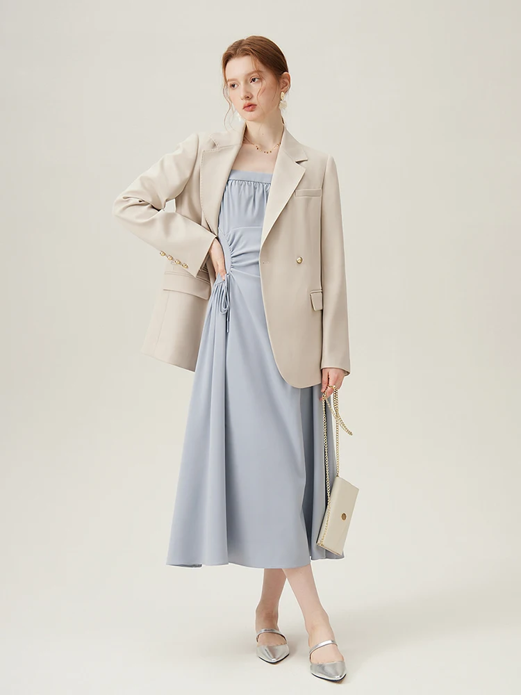 FSLE Women Blazer Temperament Suit Jacket for Office Lady Sets Formal Female Blazer Vest Skirt 24FS11075