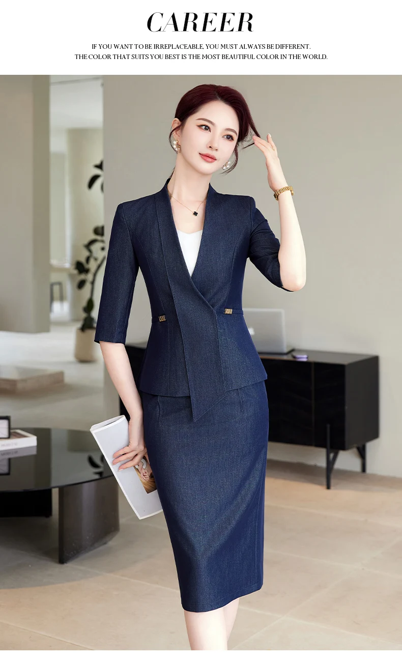 NAVIU New Spring Summer Female Elegant Women Skirt Suits Apricot Navy Blue Blazer And Skirt Business Office Lady 2 Pieces Set NAVIU New Spring Summer Female Elegant Women Skirt Suits Apricot Navy Blue Blazer And Skirt Business Office Lady 2 Pieces Set