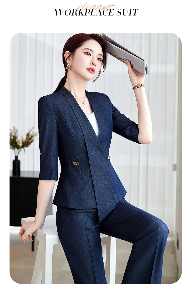 NAVIU New Spring Summer Female Elegant Women Skirt Suits Apricot Navy Blue Blazer And Skirt Business Office Lady 2 Pieces Set NAVIU New Spring Summer Female Elegant Women Skirt Suits Apricot Navy Blue Blazer And Skirt Business Office Lady 2 Pieces Set