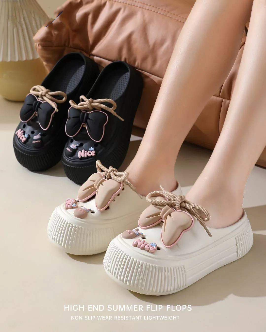 New Sandals DIY  Platform Sandals for Women 2024 Summer Thick Sole Beach Sandals Woman Flowers Non Slip EVA Clogs Garden Shoes