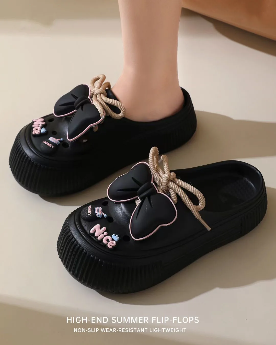 New Sandals DIY  Platform Sandals for Women 2024 Summer Thick Sole Beach Sandals Woman Flowers Non Slip EVA Clogs Garden Shoes