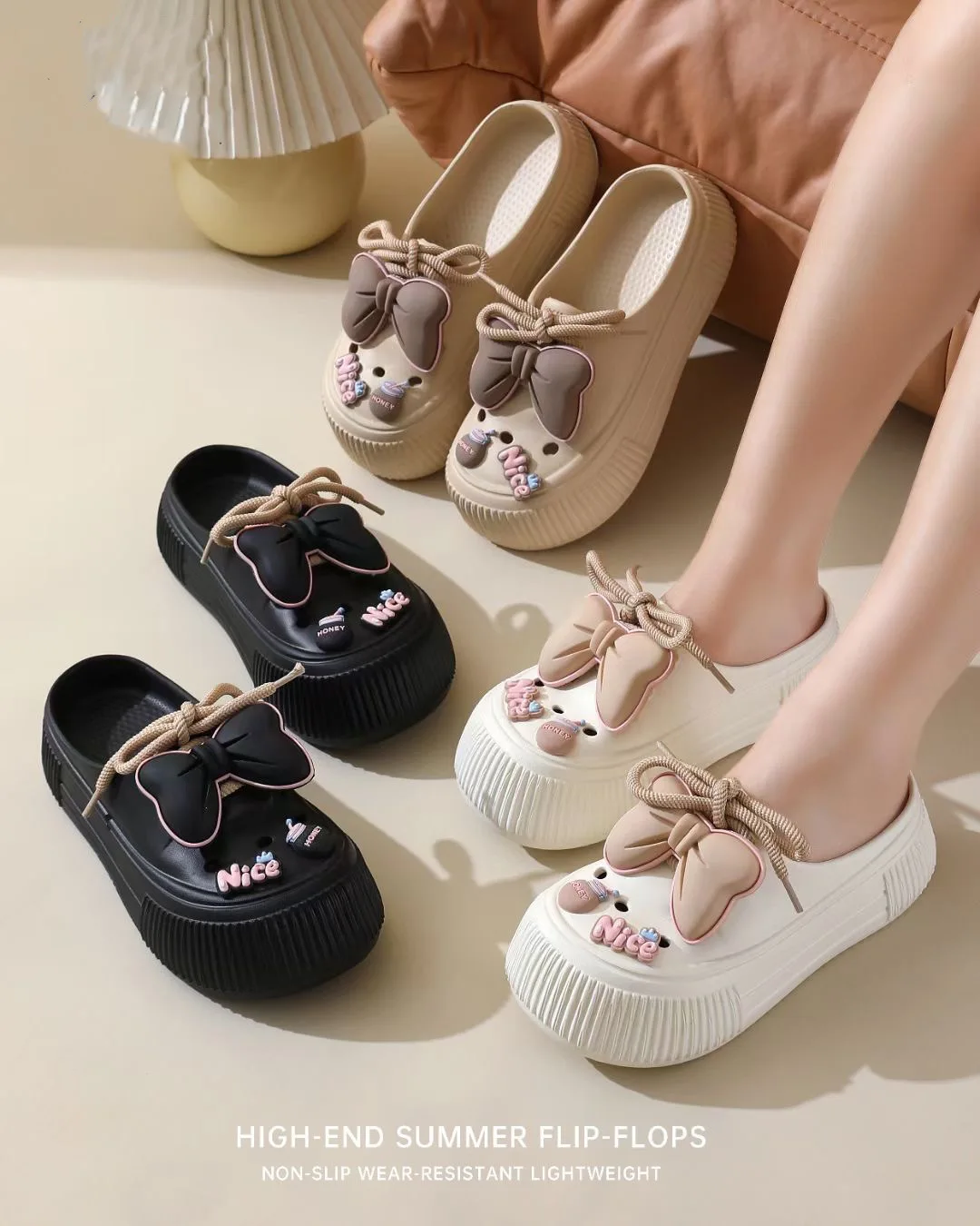 New Sandals DIY  Platform Sandals for Women 2024 Summer Thick Sole Beach Sandals Woman Flowers Non Slip EVA Clogs Garden Shoes