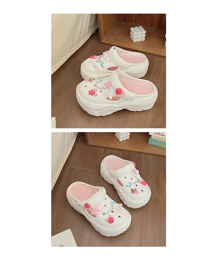 Women's Summer Beach Clogs with Adorable Cartoon Accents, Breathable Hollow Out Design, Lightweight and Comfy for Casual Wear