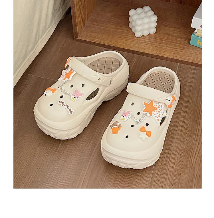 Women's Summer Beach Clogs with Adorable Cartoon Accents, Breathable Hollow Out Design, Lightweight and Comfy for Casual Wear