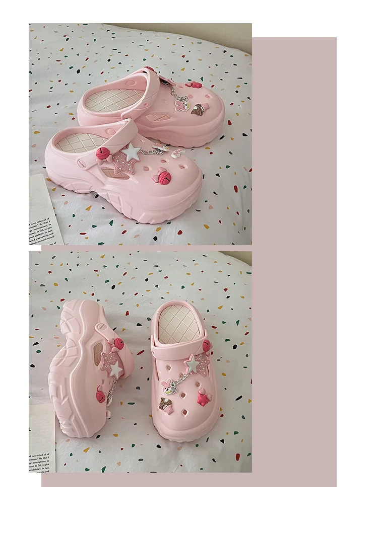 Women's Summer Beach Clogs with Adorable Cartoon Accents, Breathable Hollow Out Design, Lightweight and Comfy for Casual Wear