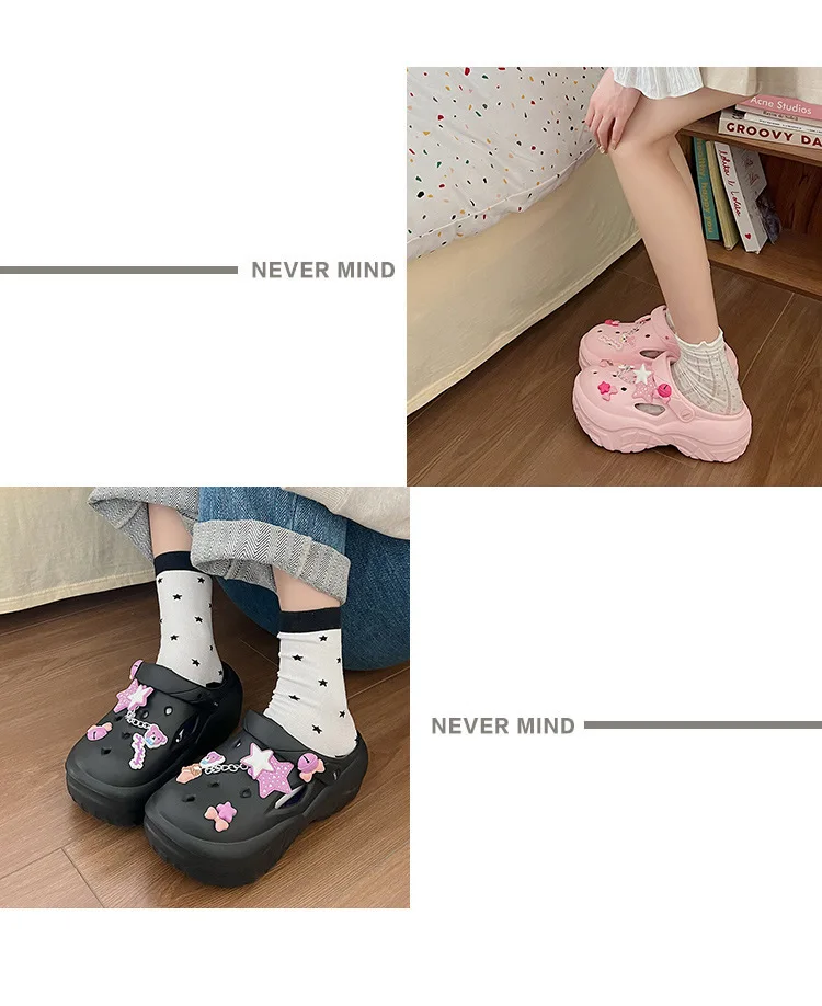 Women's Summer Beach Clogs with Adorable Cartoon Accents, Breathable Hollow Out Design, Lightweight and Comfy for Casual Wear