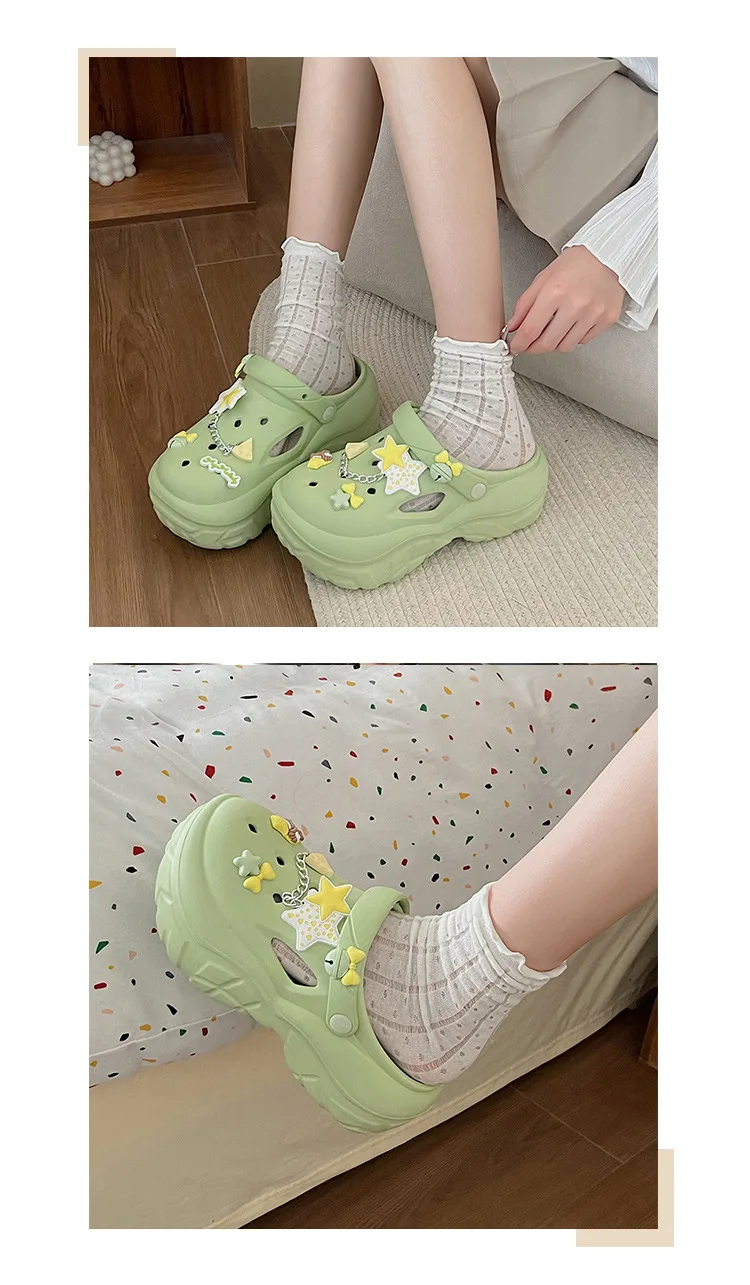 Women's Summer Beach Clogs with Adorable Cartoon Accents, Breathable Hollow Out Design, Lightweight and Comfy for Casual Wear