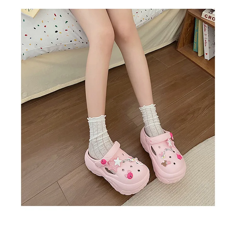 Women's Summer Beach Clogs with Adorable Cartoon Accents, Breathable Hollow Out Design, Lightweight and Comfy for Casual Wear