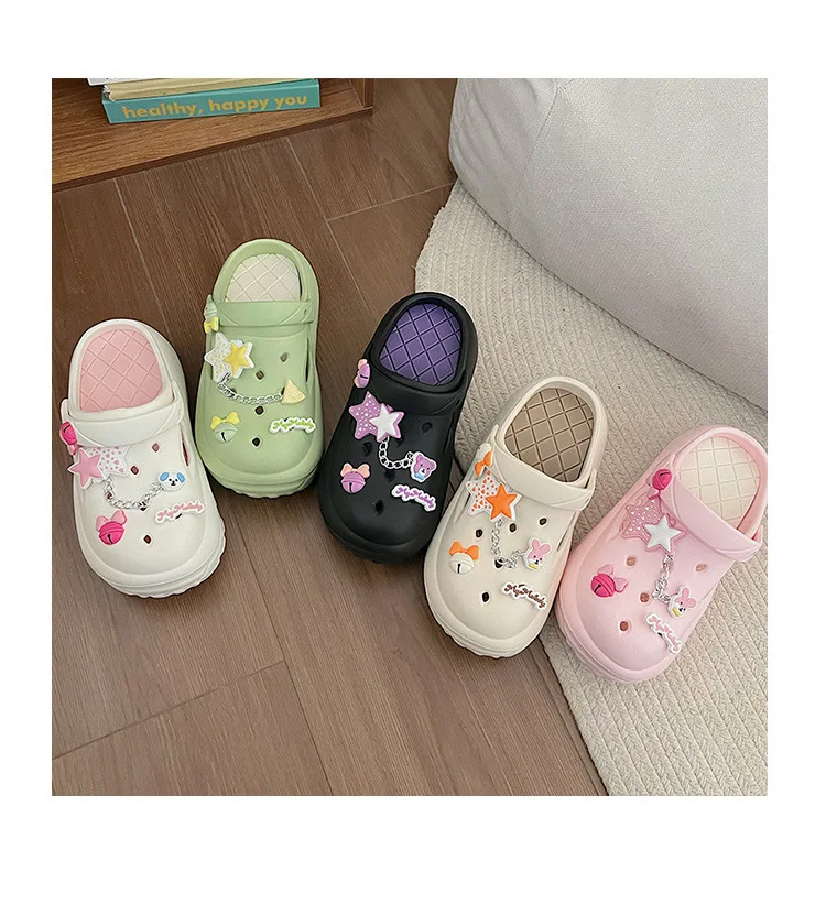 Women's Summer Beach Clogs with Adorable Cartoon Accents, Breathable Hollow Out Design, Lightweight and Comfy for Casual Wear