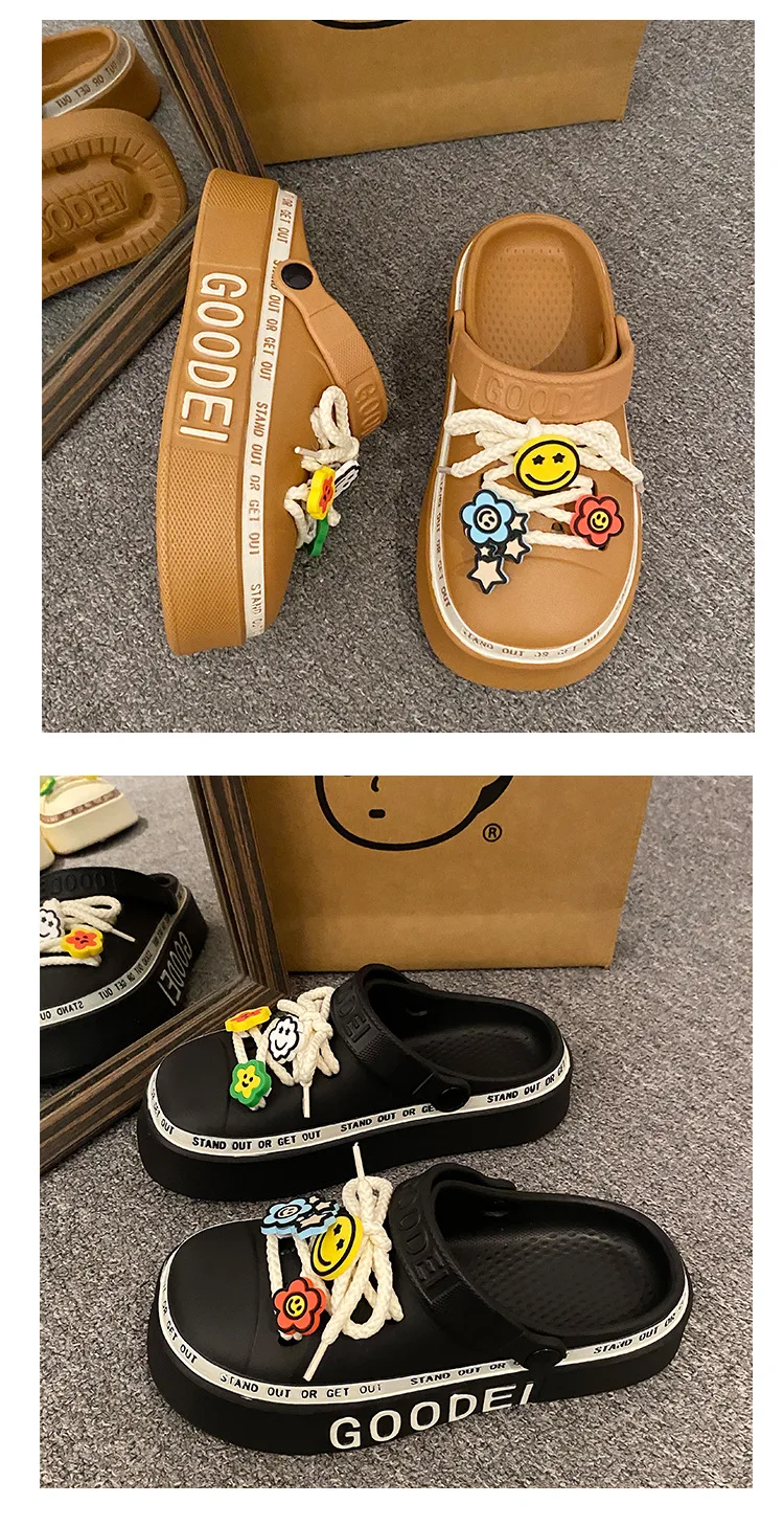 Women Sandals 2024 New Arrival Elegant Clogs Fashion Street Beach Slides Height Increasing Slippers For Girls