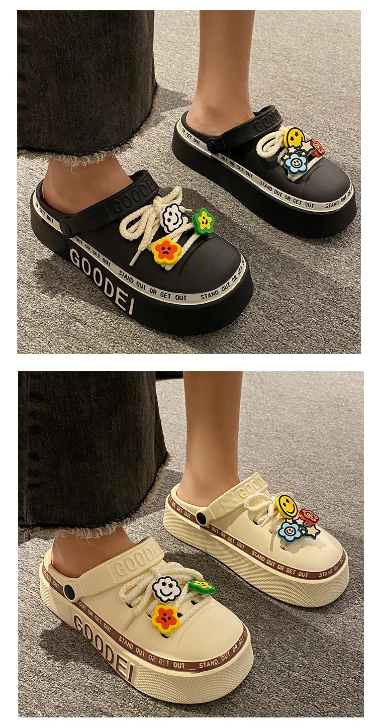 Women Sandals 2024 New Arrival Elegant Clogs Fashion Street Beach Slides Height Increasing Slippers For Girls