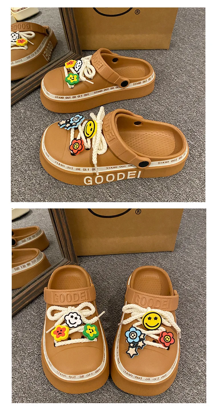 Women Sandals 2024 New Arrival Elegant Clogs Fashion Street Beach Slides Height Increasing Slippers For Girls