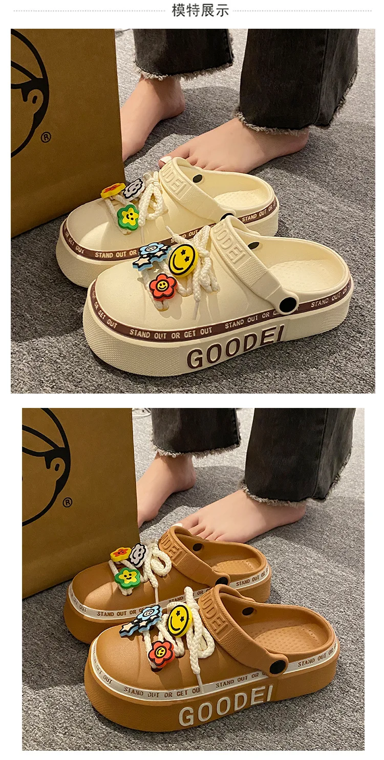 Women Sandals 2024 New Arrival Elegant Clogs Fashion Street Beach Slides Height Increasing Slippers For Girls