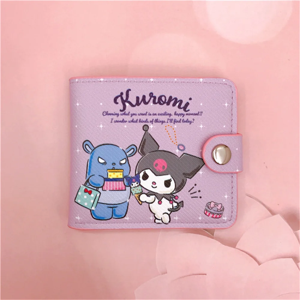 Kawaii Hello Kitty Cinnamoroll My Melody Kuromi Sanrio New Pu Casual Money Bag Coin Purse Card Holder Wallet With Buttons