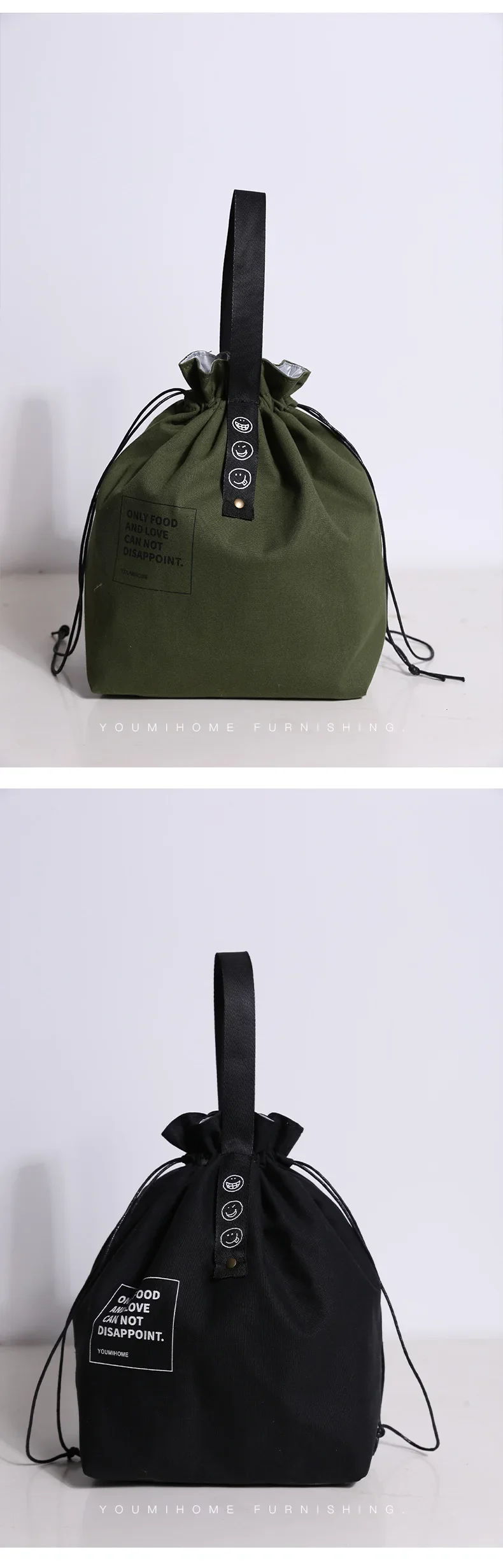 Outdoor Portable Picnic Dinner Container Canvas Lunch Bag Bento Box Handbag School Fresh Keeping Food Storage Tote Accessories