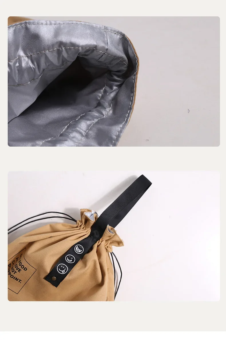 Outdoor Portable Picnic Dinner Container Canvas Lunch Bag Bento Box Handbag School Fresh Keeping Food Storage Tote Accessories