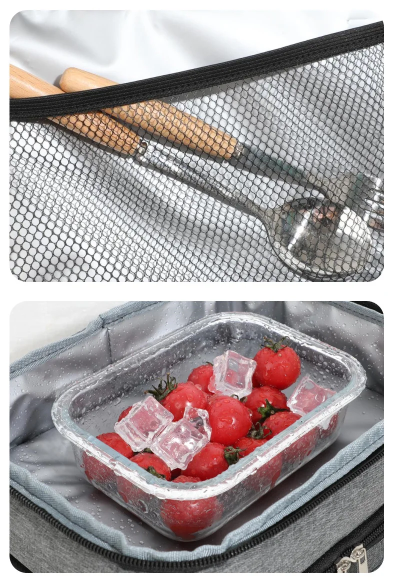 Multifunctional Double Layers Tote Cooler Lunch Bags for Women Men Large Capacity Travel Picnic Lunch Box with Shoulder Strap