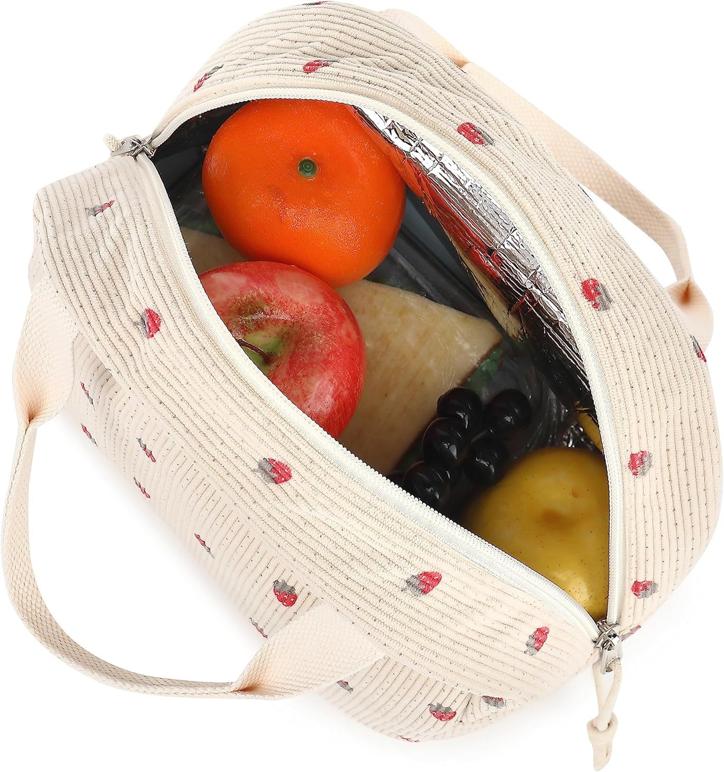 Corduroy Lunch Bag Thermal Insulation Lunch Box Storage Handbag Multifunctional Kid School Cooler Bag Picnic FoodPouch Loncheras