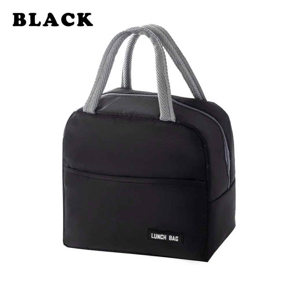 New solid color twill bento bag portable thermal bag thickened student lunch box bag bento bag meal bag