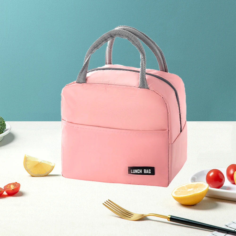 New solid color twill bento bag portable thermal bag thickened student lunch box bag bento bag meal bag