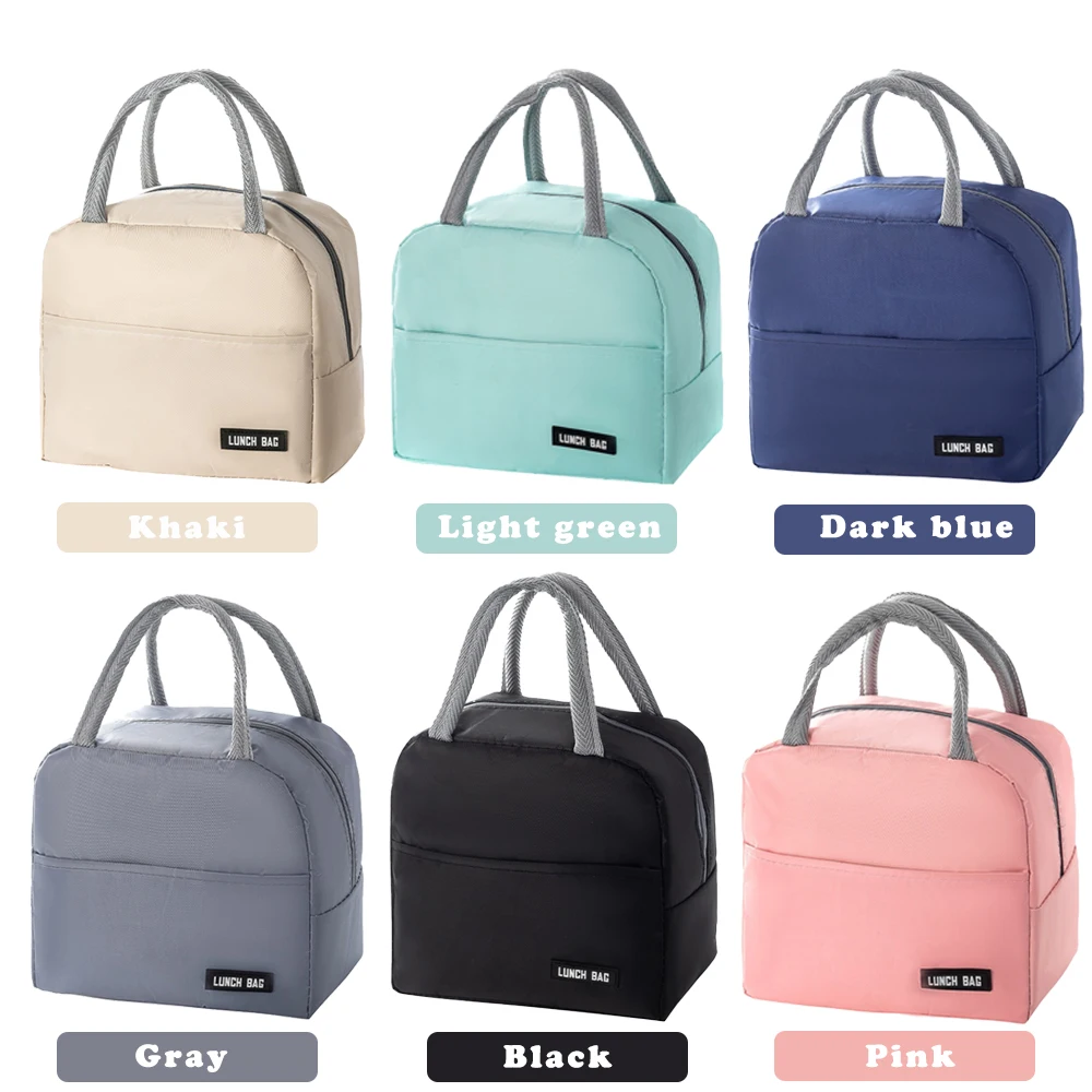 New solid color twill bento bag portable thermal bag thickened student lunch box bag bento bag meal bag