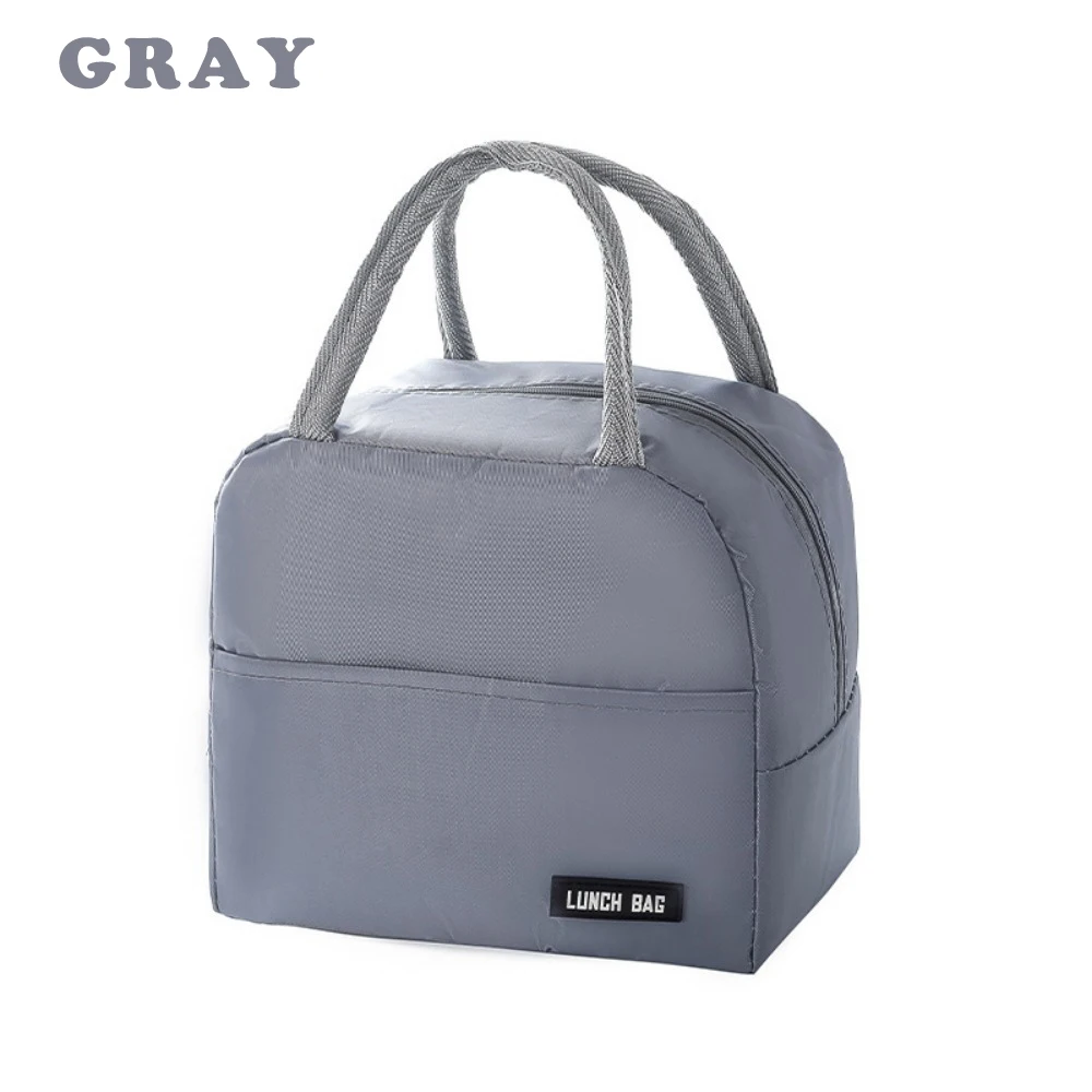 New solid color twill bento bag portable thermal bag thickened student lunch box bag bento bag meal bag