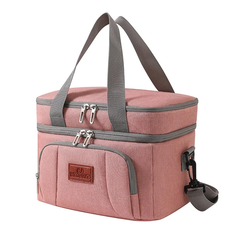 Multifunctional Double Layers Tote Cooler Lunch Bags for Women Men Large Capacity Travel Picnic Lunch Box with Shoulder Strap