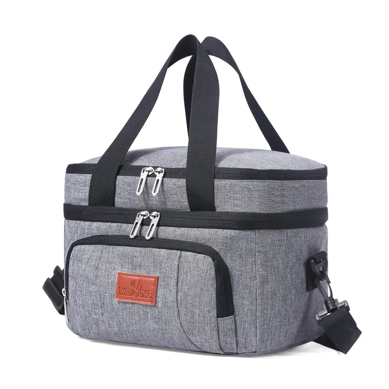 Multifunctional Double Layers Tote Cooler Lunch Bags for Women Men Large Capacity Travel Picnic Lunch Box with Shoulder Strap