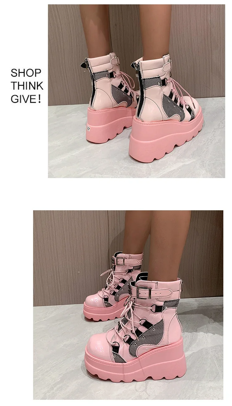 Women's Boots 2024 Autumn Women Ankle Boots Platform Wedges High Heels Short Boots New Fashion Design Zip Cosplay Shoes of Women