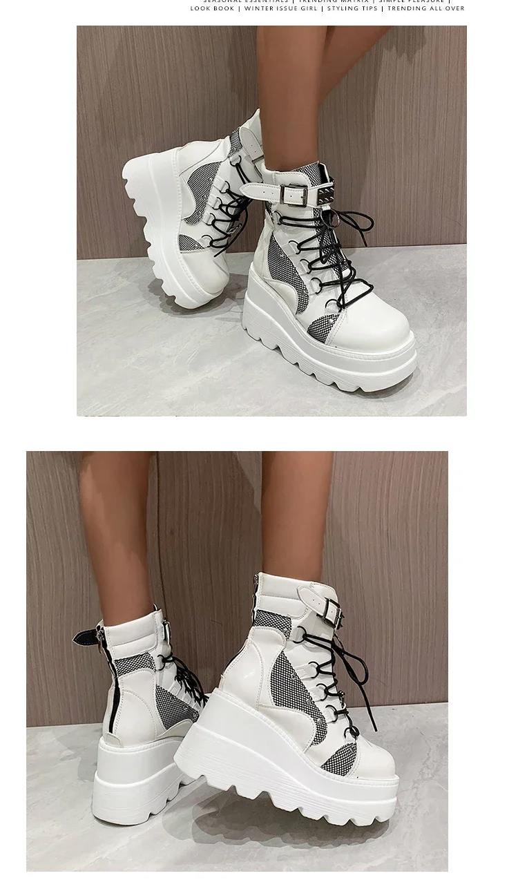 Women's Boots 2024 Autumn Women Ankle Boots Platform Wedges High Heels Short Boots New Fashion Design Zip Cosplay Shoes of Women