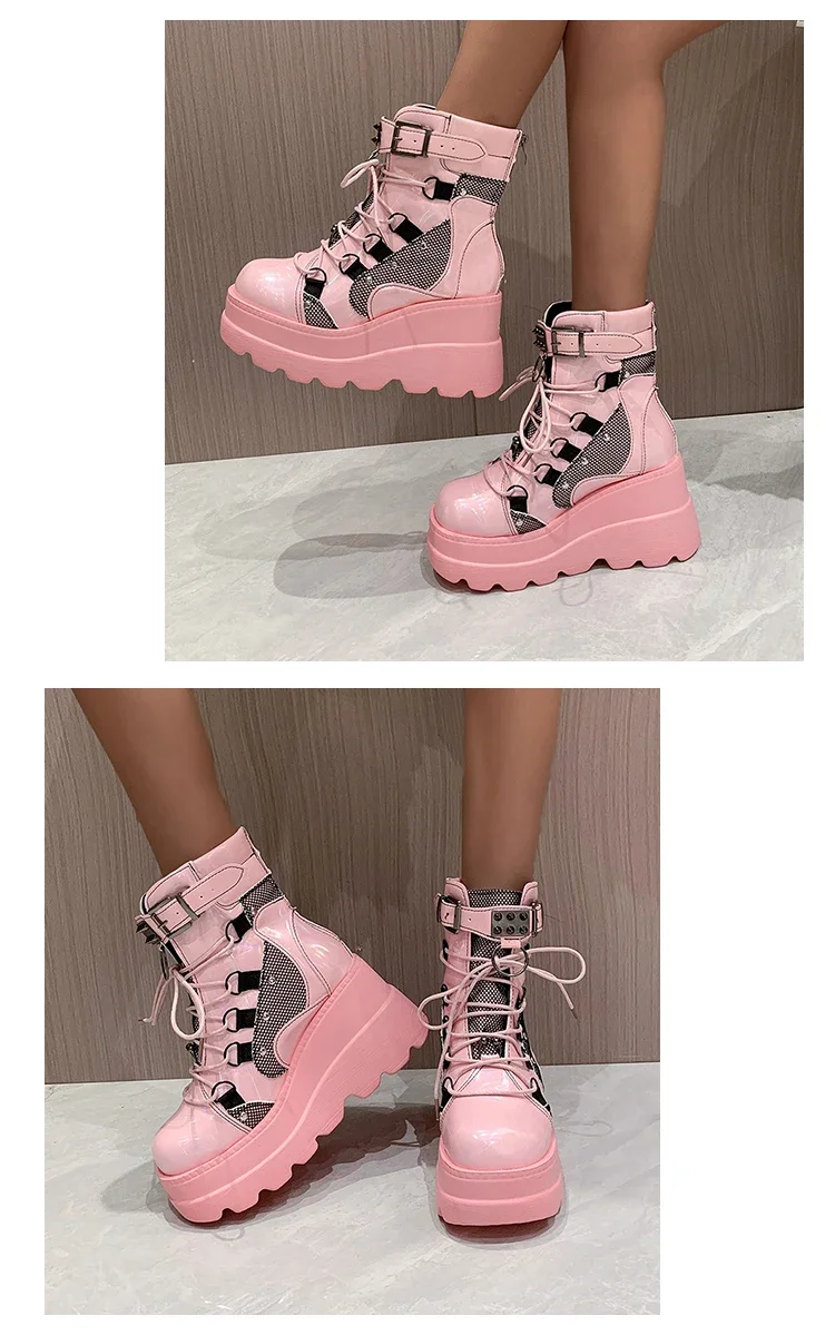 Women's Boots 2024 Autumn Women Ankle Boots Platform Wedges High Heels Short Boots New Fashion Design Zip Cosplay Shoes of Women
