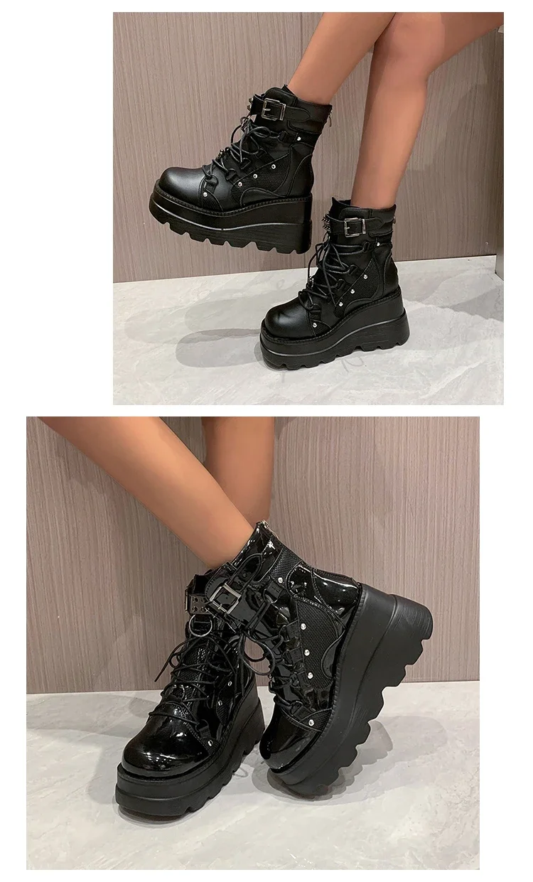 Women's Boots 2024 Autumn Women Ankle Boots Platform Wedges High Heels Short Boots New Fashion Design Zip Cosplay Shoes of Women
