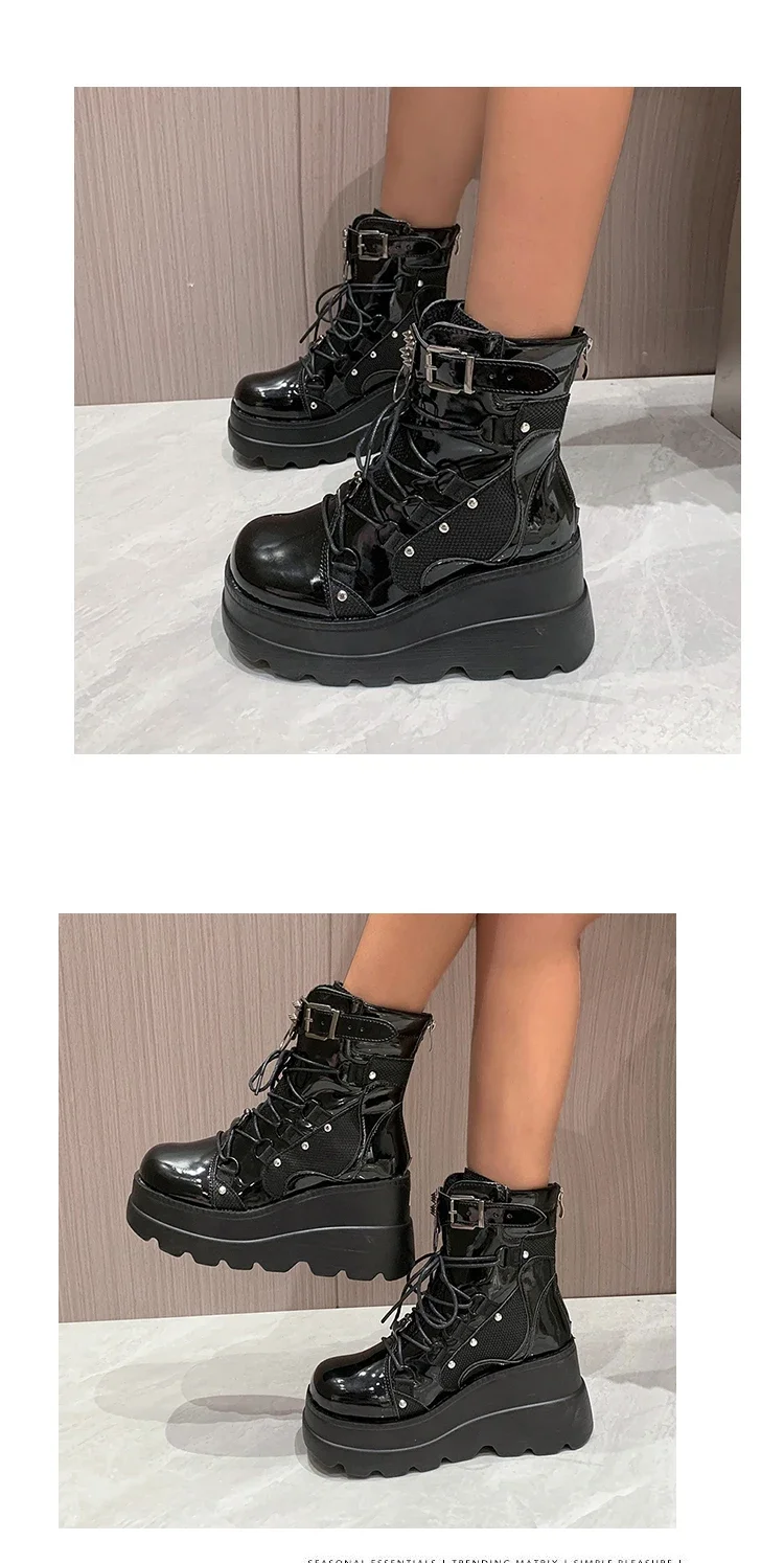 Women's Boots 2024 Autumn Women Ankle Boots Platform Wedges High Heels Short Boots New Fashion Design Zip Cosplay Shoes of Women