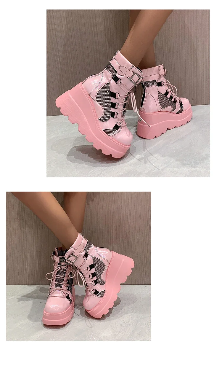 Women's Boots 2024 Autumn Women Ankle Boots Platform Wedges High Heels Short Boots New Fashion Design Zip Cosplay Shoes of Women