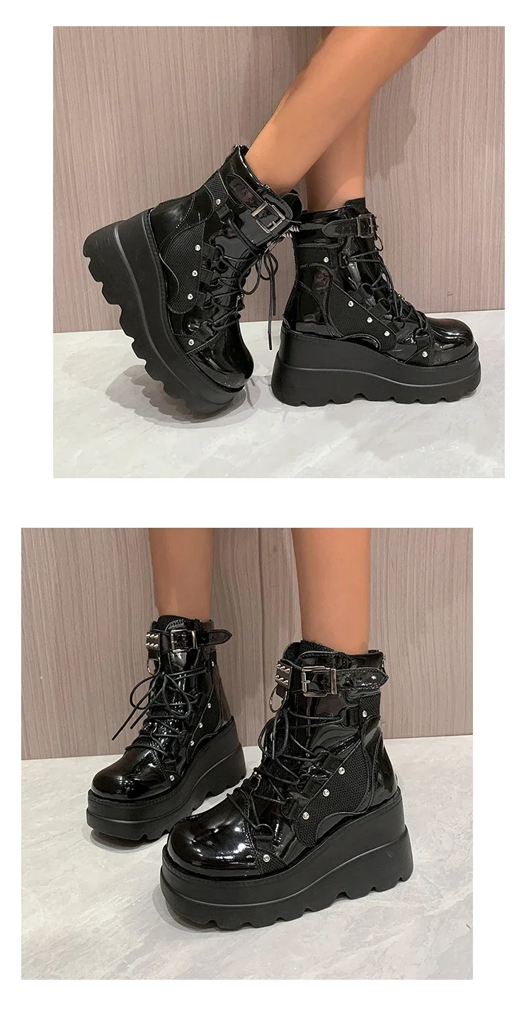 Women's Boots 2024 Autumn Women Ankle Boots Platform Wedges High Heels Short Boots New Fashion Design Zip Cosplay Shoes of Women