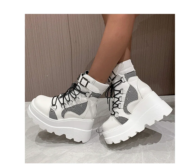 Women's Boots 2024 Autumn Women Ankle Boots Platform Wedges High Heels Short Boots New Fashion Design Zip Cosplay Shoes of Women