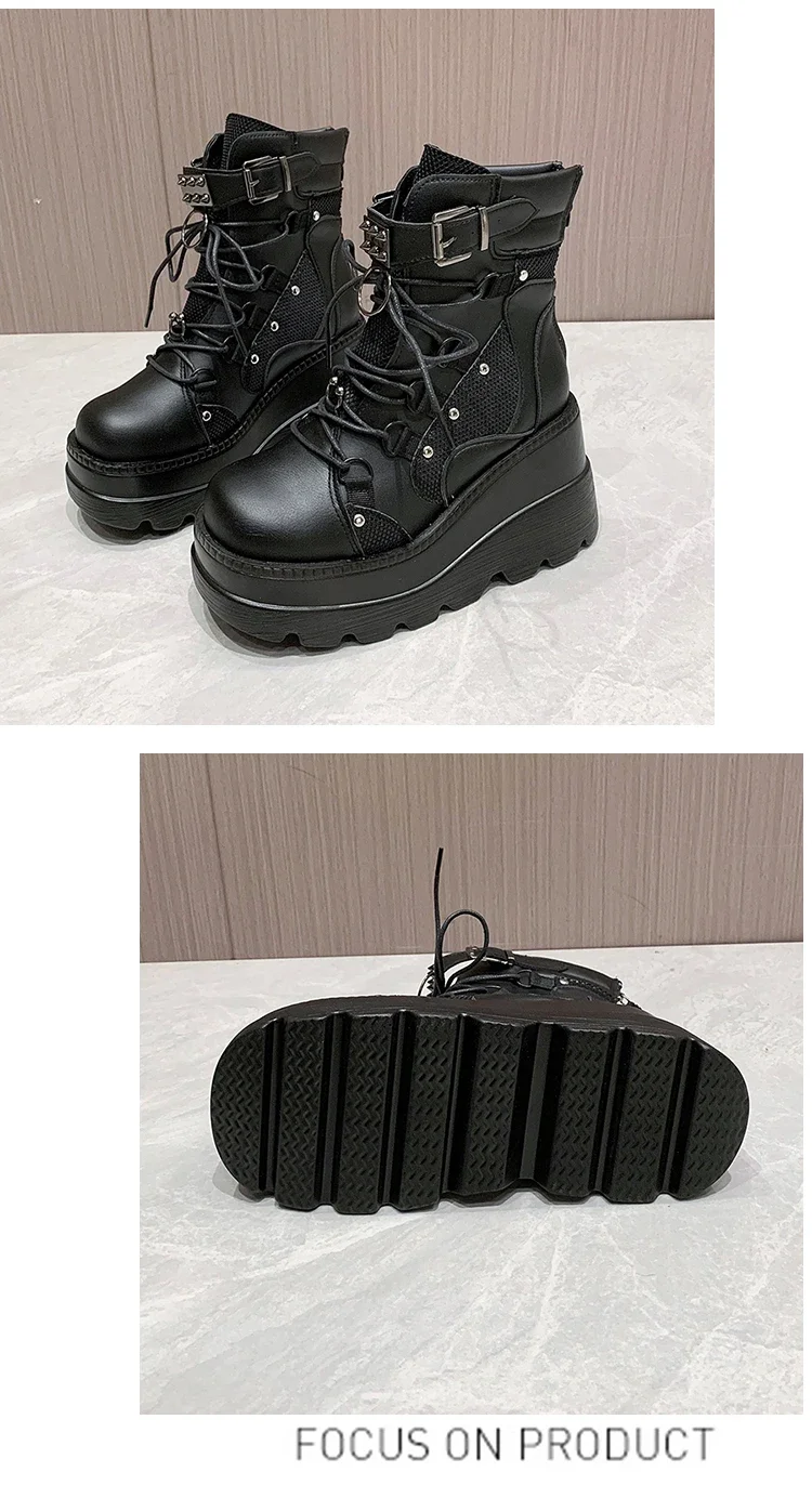 Women's Boots 2024 Autumn Women Ankle Boots Platform Wedges High Heels Short Boots New Fashion Design Zip Cosplay Shoes of Women