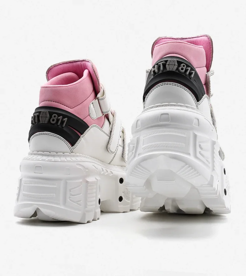 Gothic Ankle Rock Boots 2025 Woman Sneakers New Punk Style Women Shoes Lace-up Heel Height Platform Shoes Woman Metal Decor