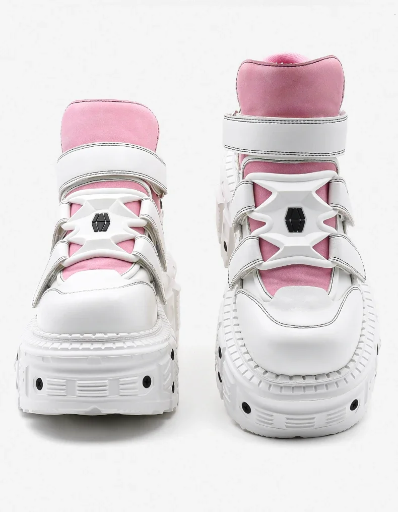 Gothic Ankle Rock Boots 2025 Woman Sneakers New Punk Style Women Shoes Lace-up Heel Height Platform Shoes Woman Metal Decor