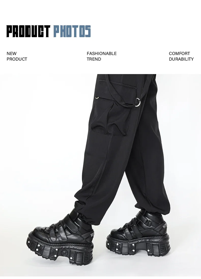 2025 New Punk Style Women Shoes Gothic Ankle Rock Boots Lace-up Heel Height 9CM Platform Shoes Woman Metal Decor Woman Sneakers