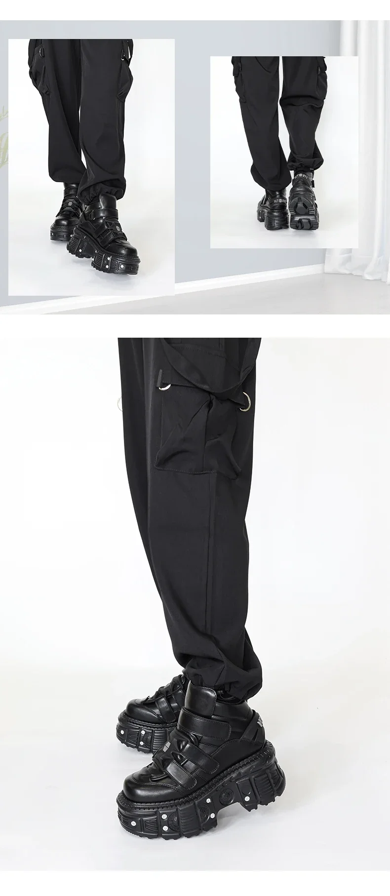 2025 New Punk Style Women Shoes Gothic Ankle Rock Boots Lace-up Heel Height 9CM Platform Shoes Woman Metal Decor Woman Sneakers