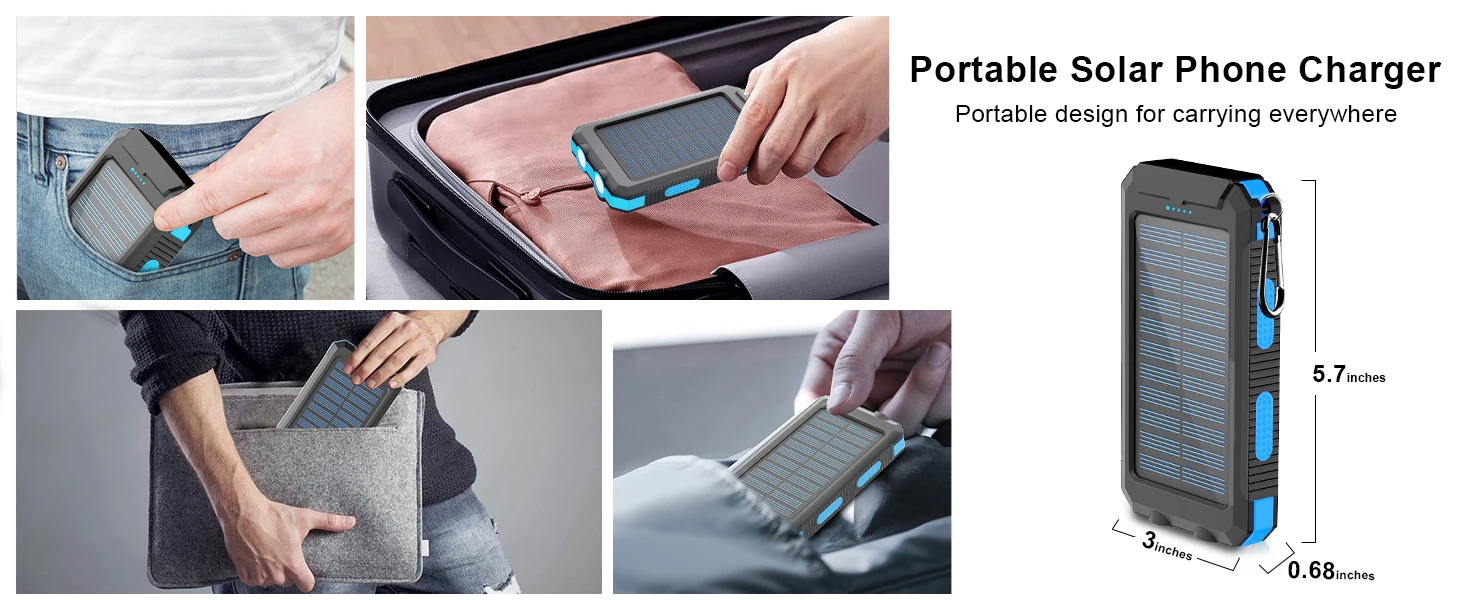 Solar power bank 38800mAh with built-in cable, lightweight and large capacity universal mobile power supply for mobile phones