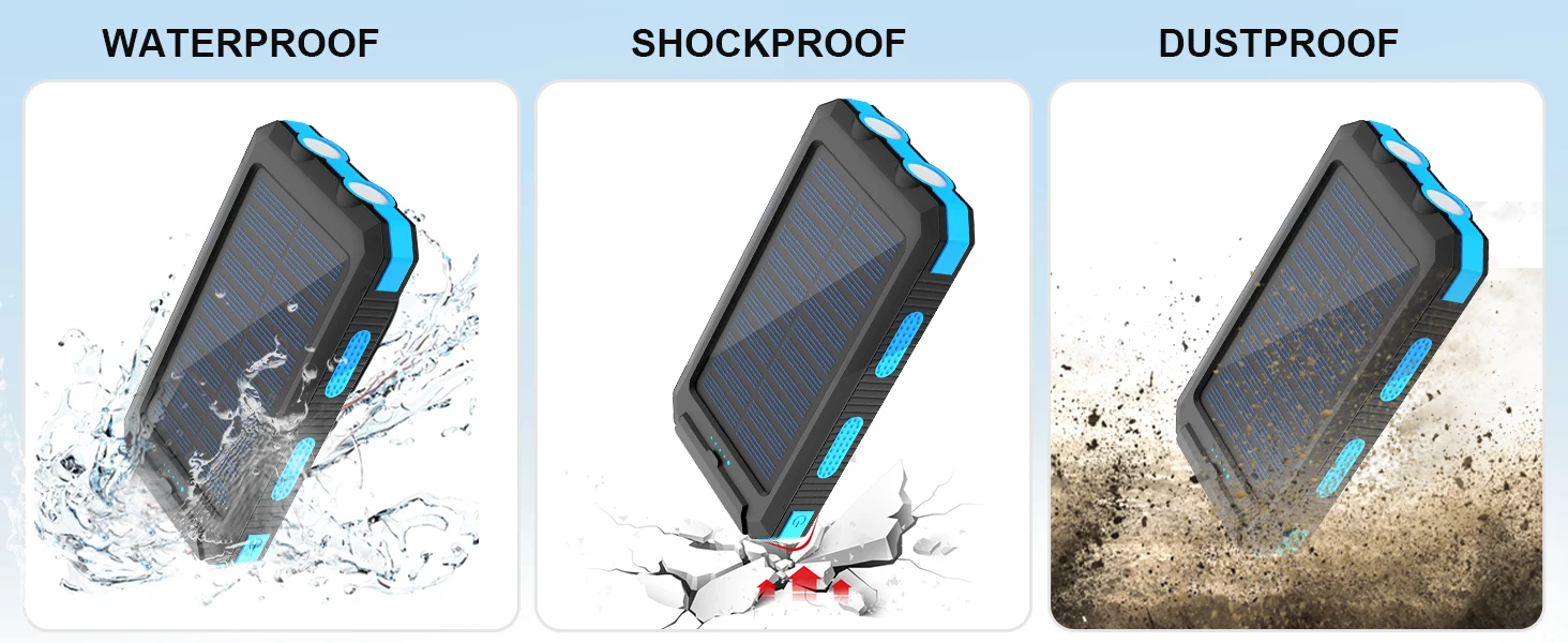 Solar power bank 38800mAh with built-in cable, lightweight and large capacity universal mobile power supply for mobile phones