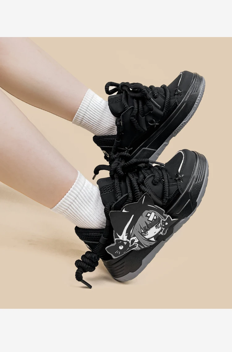 Amy and Michael Cute Anime Cartoon Girls Shoes Fashonable Trend Women Chunky Sneakers Female Low Top Black Casual Trainers Amy and Michael Cute Anime Cartoon Girls Shoes Fashonable Trend Women Chunky Sneakers Female Low Top Black Casual Trainers